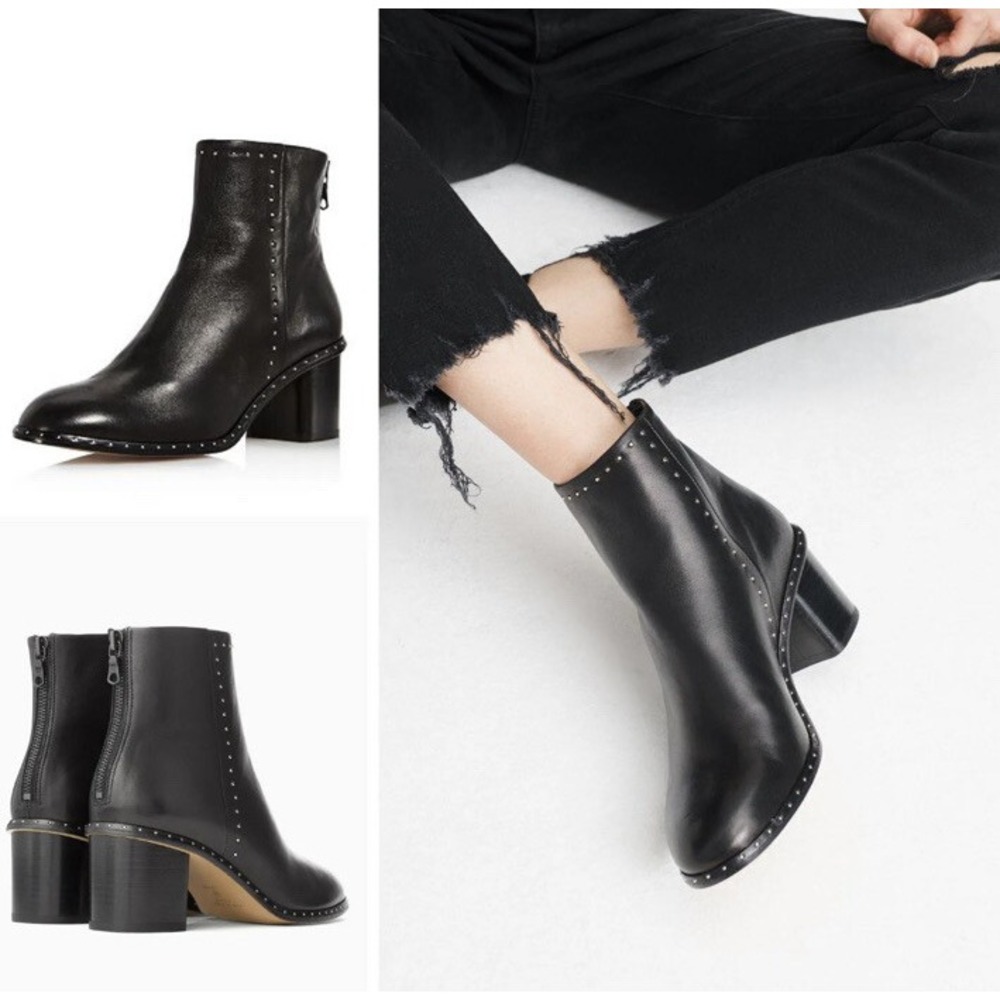 Rag & Bone Willow‎ Stud Leather Boots In Black Size 38.5 (8.5)